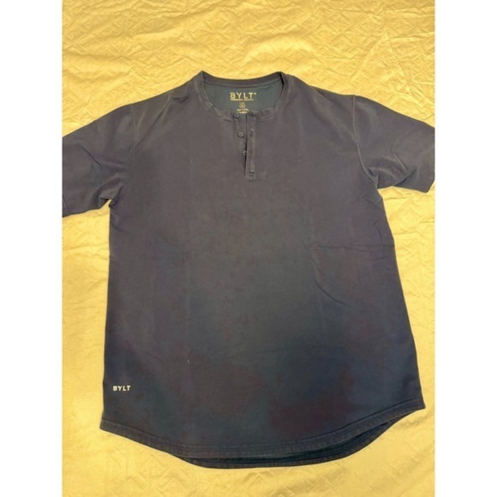 BYLT Drop-Cut LUX Henley Shirt Men's XL Dark Gray Charcoal‎ Stretch Athletic Fit